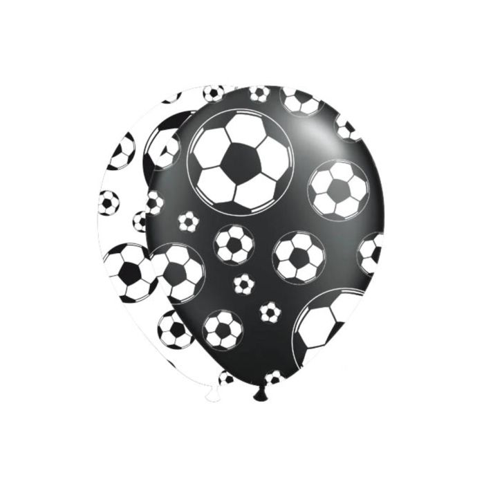 Ballonnen met voetbal motieven zwart en wit 8x - 30 cm