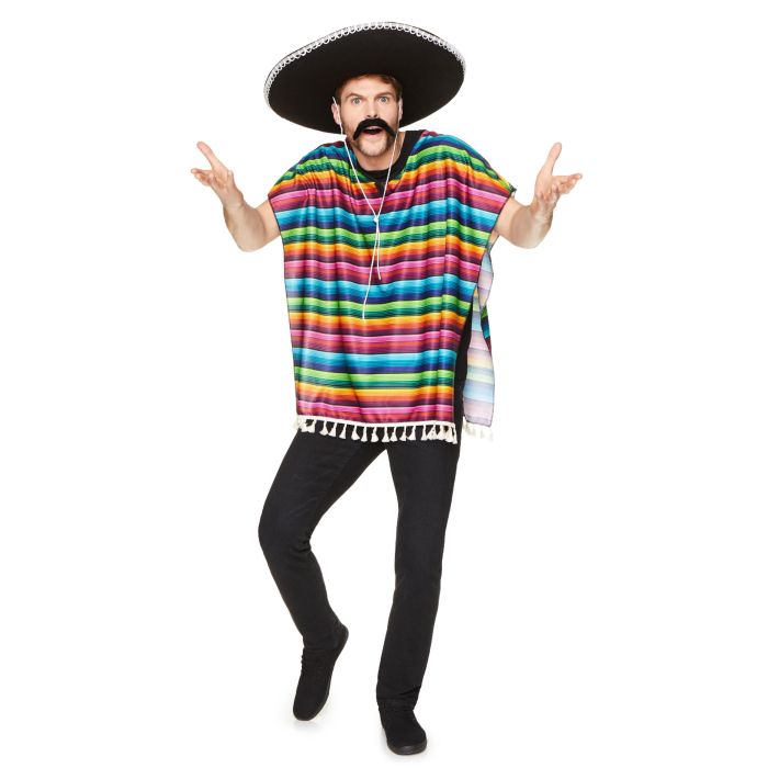 Mexicaanse poncho multicolor one-size