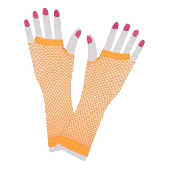 UV nethandschoenen lange oranje  2x - 25 cm 