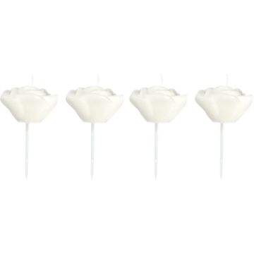 Witte rozenvormige kaarsen 4x