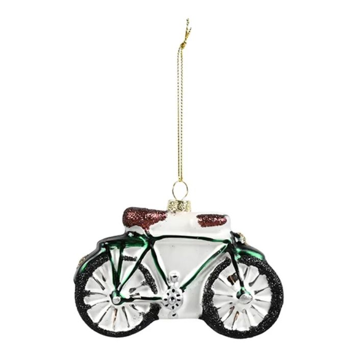 Glitter fiets met gouden draad voor hanger Det Gamle Apotek